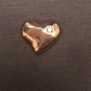 14k Yellow Gold Puffy Heart Pendant With Diamond